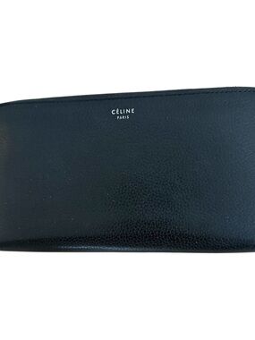 Celine Black Leather Zip Wallet